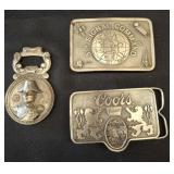 3 Vintage Metal Belt Buckles