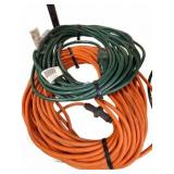Two Outdoor Extension Cords, Orange and Green