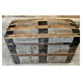 Large Dome Top Wood and Metal Trunk, 34"