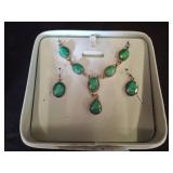 Stauer Sterling Silver and Green Stone Set
