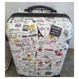 Hardshell Suitcase With Travel Stickers Print