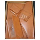 Brown Faux Leather Wallet and Clutch Set