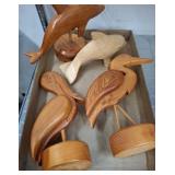 Wooden Bird and Dolphin Figurines