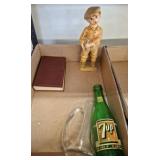 Lot: Figurine, Book, 7Up Bottle, Pitcha