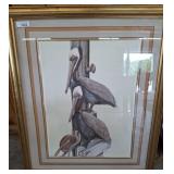Art LaMay Signed Pelican Print 34"ï¿½40" Framed