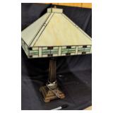 Stained Glass Table Lamp With Square Shade