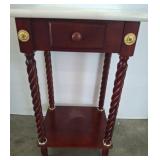 Mahogany Side Table with Marble Top, 15"ï¿½12"ï¿½26