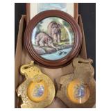 Elephant Decor Art and Brass Tray Lot