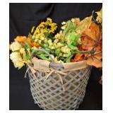 Woven Basket With Faux Floral Arrangement