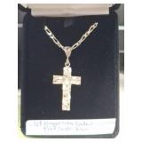 Sterling Silver Nugget Cross Pendant & Chain