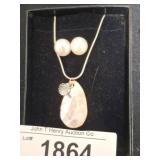 925 Abalone Pendant and Freshwater Pearls Set