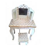 White Vanity Set with Gold Polka Dots, 23x11x