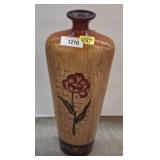 27in Decorative Wooden Vase with Floral Motif