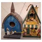 Two Decorative Wooden Birdhouses