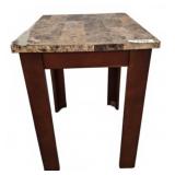 Brown Marble-Look End Table, 16x18x22 Inches