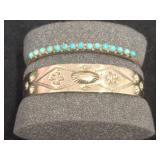 Navajo Turquoise Cuff Bracelet Pair