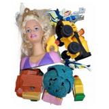 Toy Lot with Barbie Head and Figures