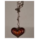 David Andersen Sterling Enamel Heart Necklace
