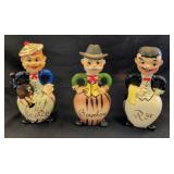 3 pc Davar Japan Bourbon, rye and Scotch Decanters