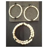 Pearl and Black Bead Jewelry Set