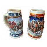 Budweiser Holiday Stein Set, 1995 & 1999