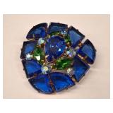 Regency Signed Blue and Green Brooch