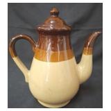 Brown and Tan Glazed Ceramic Coffee Pot