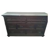 Wooden Nine-Drawer Dresser, Dark Finish