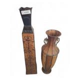 Decorative Metal and Wood Vases