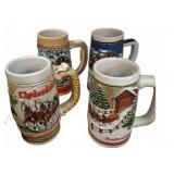 4 Budweiser Clydesdales Beer Steins
