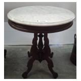 Round Marble Top Wood Accent Table 23x29x28