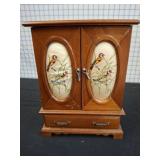 Wooden Jewelry Box with Bird Motif, 9"ï¿½6"ï¿½12"
