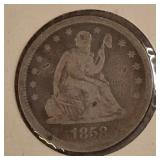 1858-S Seated Liberty Quarter Dollar