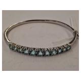 Sterling Silver Aquamarine Bangle Bracelet