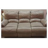 84in Tan Leather Reclining Sofa