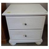 White Two-Drawer Nightstand, 22x17x23 in