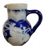 Blue and Gray Relief Stoneware Pitcher
