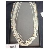 Rice Pearl Multi-Strand Necklace with .925 Cl