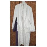 Two Plush Bathrobes, White and Purple