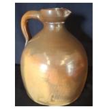 Brown Glazed Pottery Jug, 9in