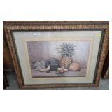 Framed 43x37 Still Life Fruit Print, Signed