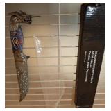 Dragon Knife with Sheath, Ornate Metal
