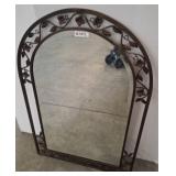Arched Mirror with Ornate Metal Frame