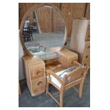 Wood Vanity with Mirror and Bench, 48x20x67