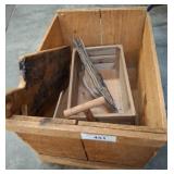 Wooden Crate With Cart And Cutting Board