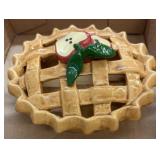 Ceramic Apple Pie Shaped Trinket Box
