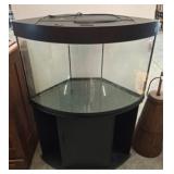 Curved Glass Aquarium with Black Stand, 38x20