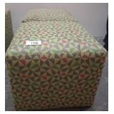 Foliot Geometric Fabric Ottoman on Casters