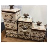 Ceramic Kitchen Canister Set With Rack
