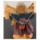 Folk Art Angel Figurine and Glitter Rubber D